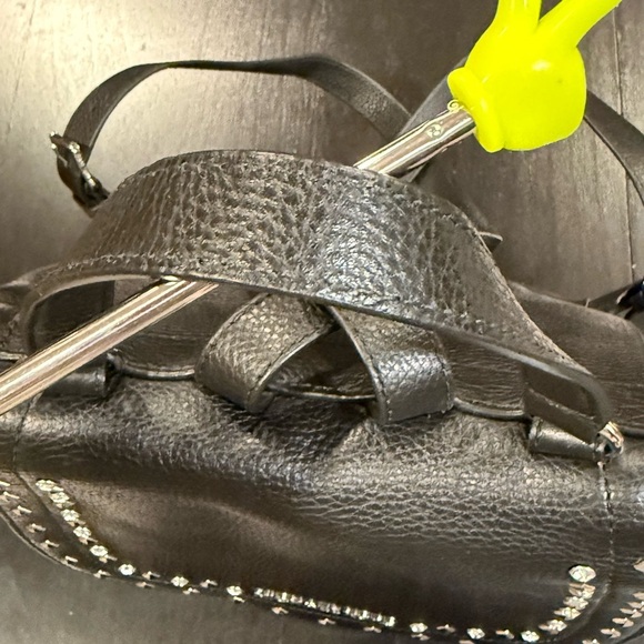 NWOT Michael Kors Riley Studded Black Pebbled Leather Drawstring Backpack Bag - Picture 7 of 13